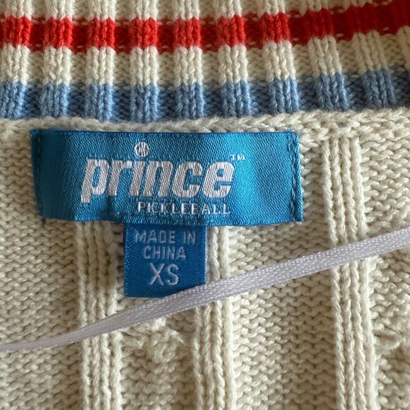 Prince Womens Pickleball Cardigan Sweater Preppy Country Club Cable Knit XS - Picture 8 of 9